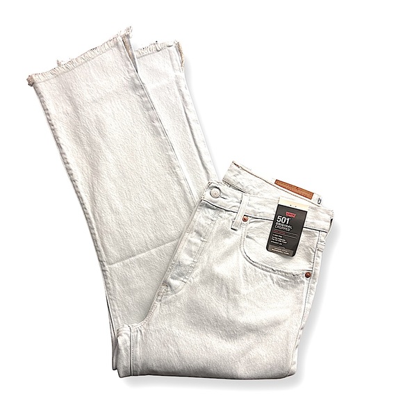 Levis Premium 501 Original Cropped Light Indigo - Blue - Picture 8 of 16